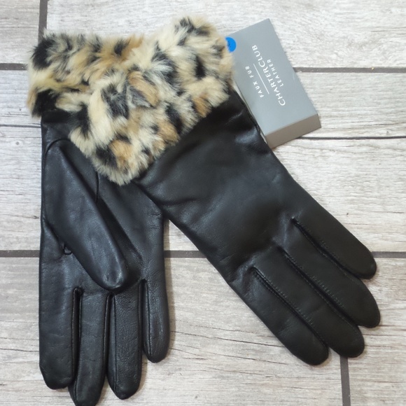 faux fur lined leather gloves